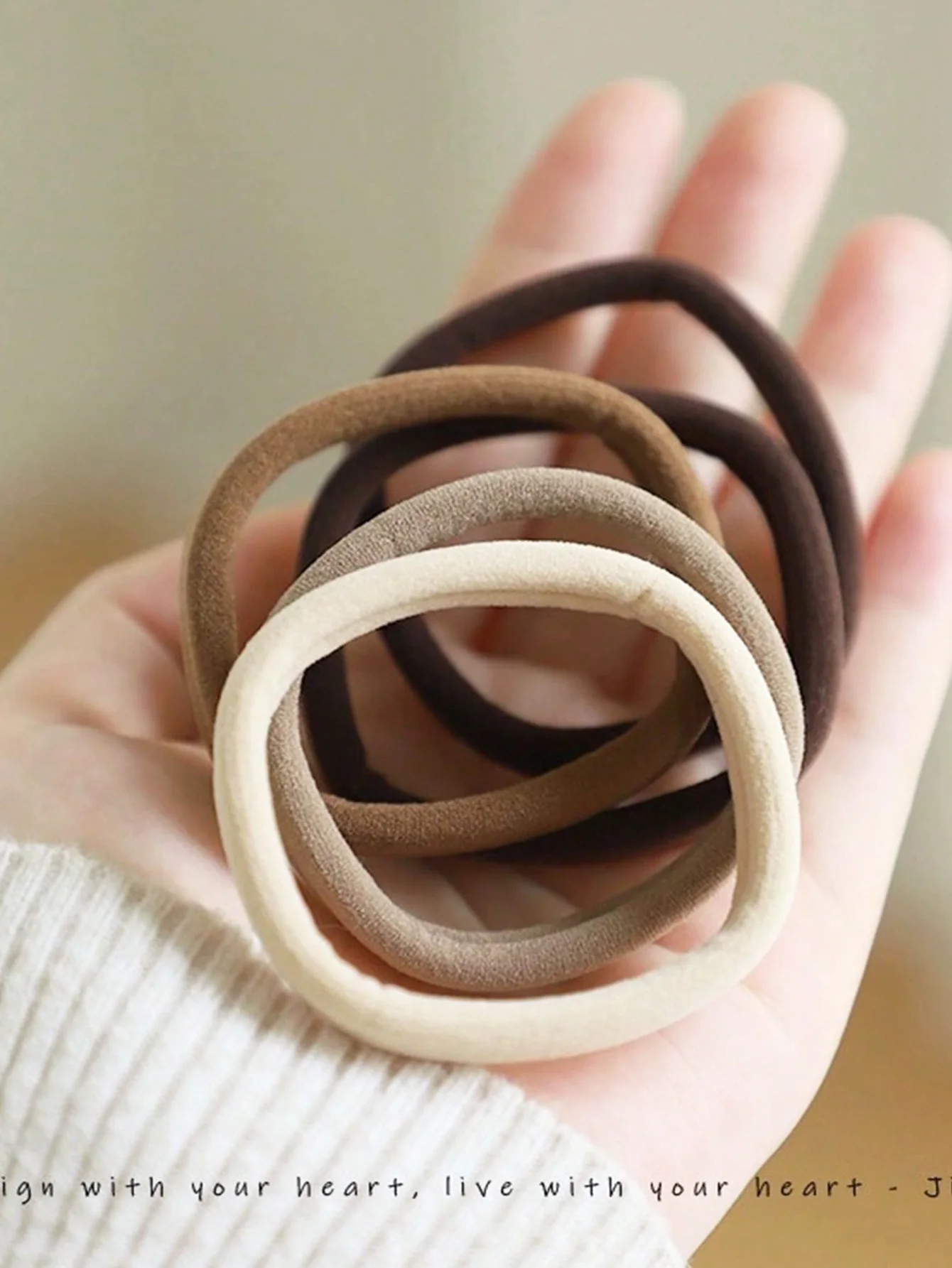 

50Pcs Khaki Nude Invisible Hair Ties, Soft Elastic Towel Hair Rings Daily Wear Headbands, Premium Hair Accessories for Women, Perfect for Makeup Travel School & Fall Holiday Gift Box Presents