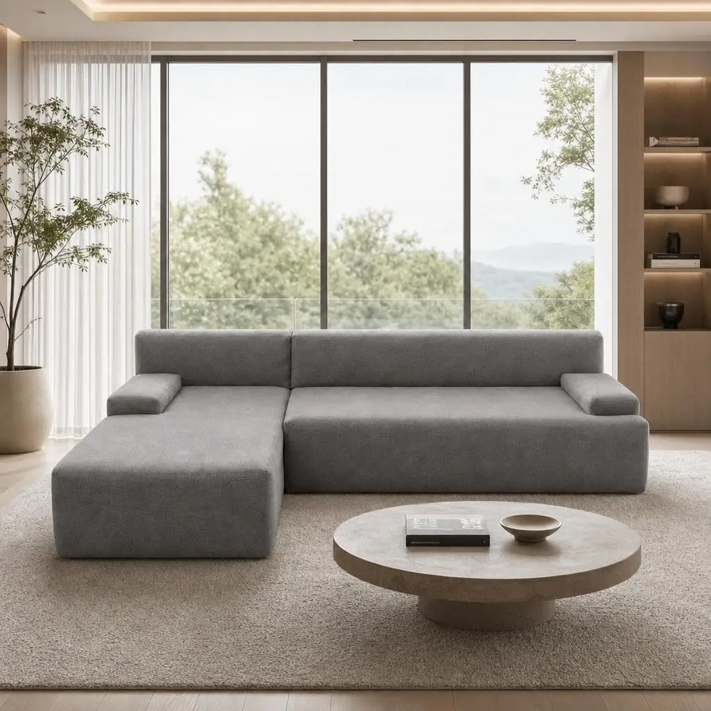Divano letto a forma di L Acekool, 273 cm, rivestimento in velluto a coste extra morbido, con chaise longue a sinistra, modulare, design senza struttura, salvaspazio, non richiede montaggio, ideale