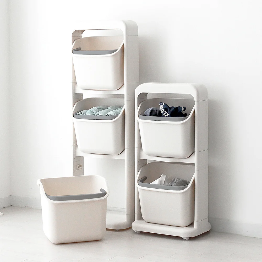 Oliving Dot Stand Laundry Basket 2-tier 3-tier Clothes Laundry Basket