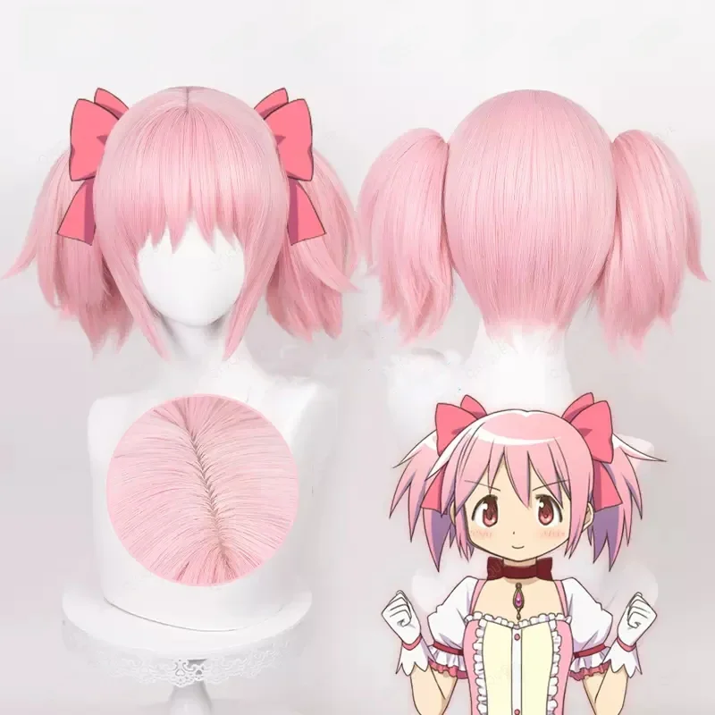 Kaname Madoka cosplay ma 2 style peruk różowy kucyk żaroodporne włosy syntetyczne peruka w stylu damskim + czapka z peruką — zdjęcie 2