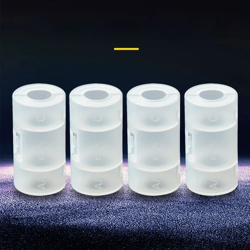 Boîte de rangement de batterie transparente, taille LR06 AA à C LR14, support d'adaptateur de batterie AA à C, boîtier convertisseur commutateur 5x2.6cm, 2/4 pièces