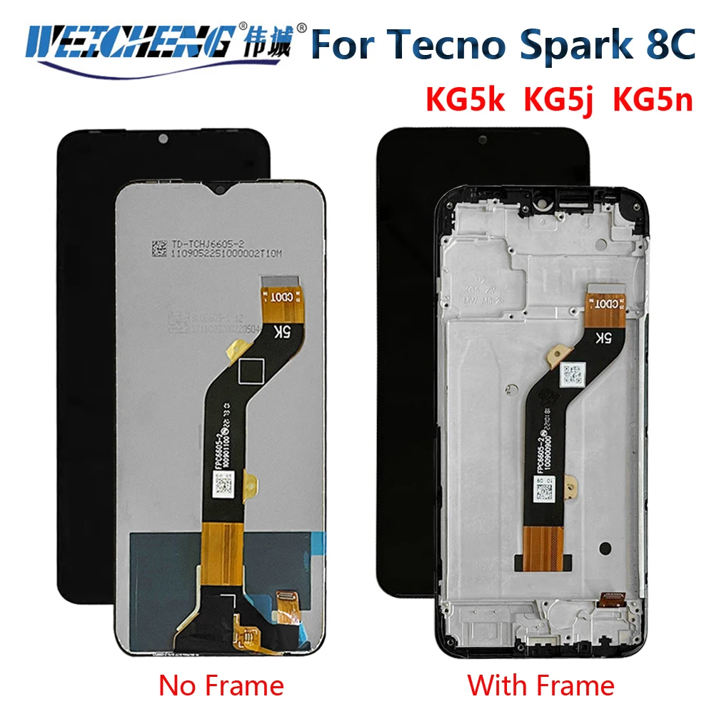 For Tecno Spark 8C KG5k KG5j kg5n LCD Display Touch Screen Assembly with Frame For Tecno Spark 8C KG5k KG5j kg5n Display