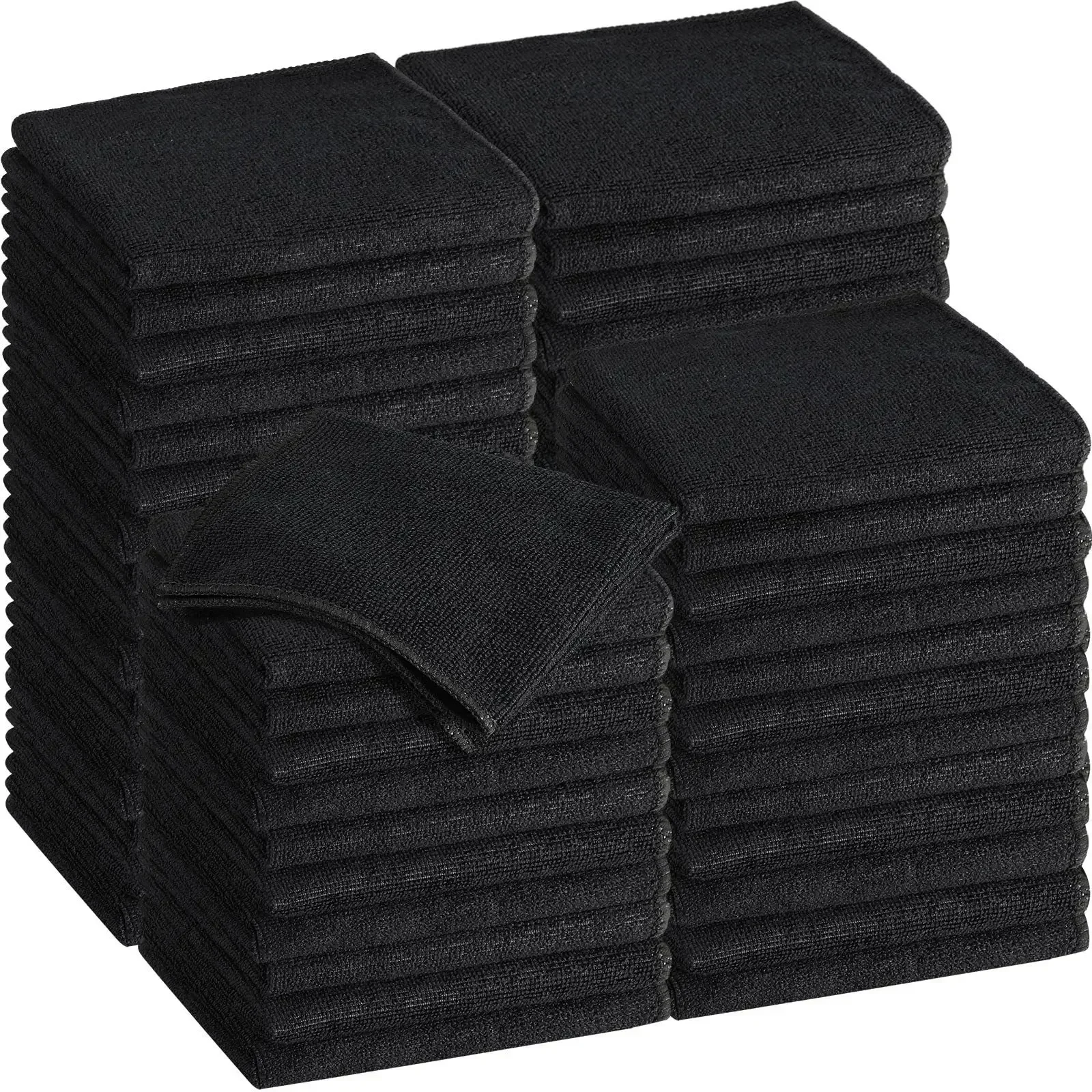 4PCS Zestaw BlackTowels z mikrofibry Gruby, miękki, chłonny do domowego salonu hotelowego Włosy Kuchnia Szmata do mycia samochodu czarny Ręcznik wielofunkcyjny — zdjęcie 2