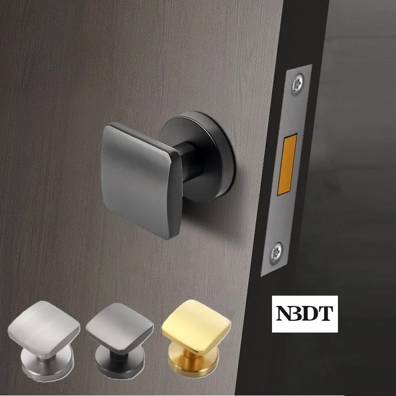 Zinc Square Handleset Single-sided Lock For Bedroom Bathroom Conceal Door