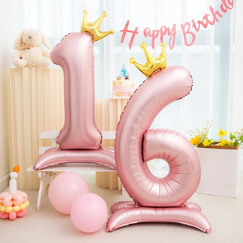 42-calowy dekor koronowy różowy balon z folii aluminiowej cyfrowy balon numeryczny na materiały do ​​dekoracji przyjęcia urodzinowego dziewczyny urodziny Favor — zdjęcie 2