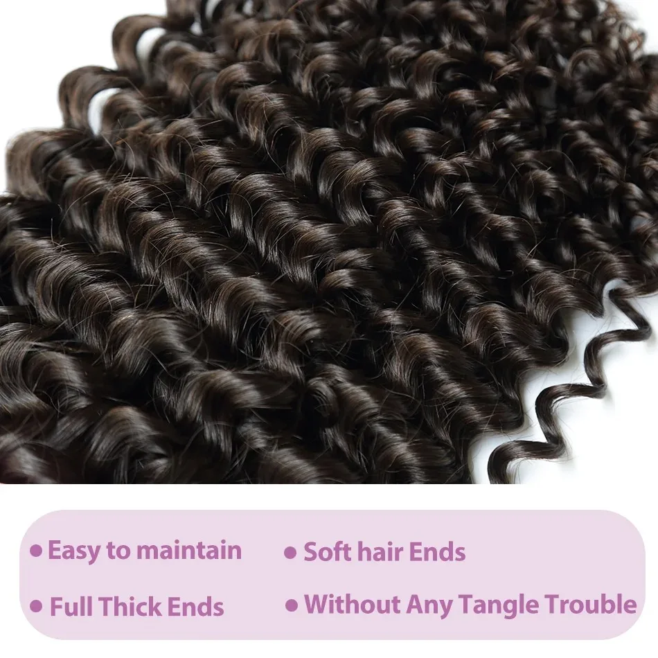 Mèches Brésiliennes Naturelles Pixie Curl à Double Proximité, Extensions Capillaires avec Closure, 4x4