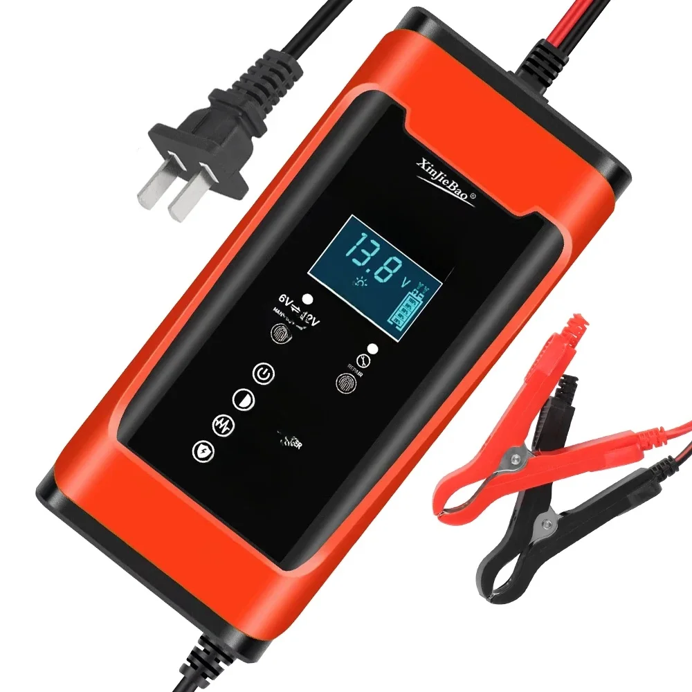 AliExpress NONE Car Battery Charger 6V 12V 6A Universal Smart Fast Charge Cycle GEL Lead-Acid Charger Auto Motorcycle Pulse Repair LCD Display