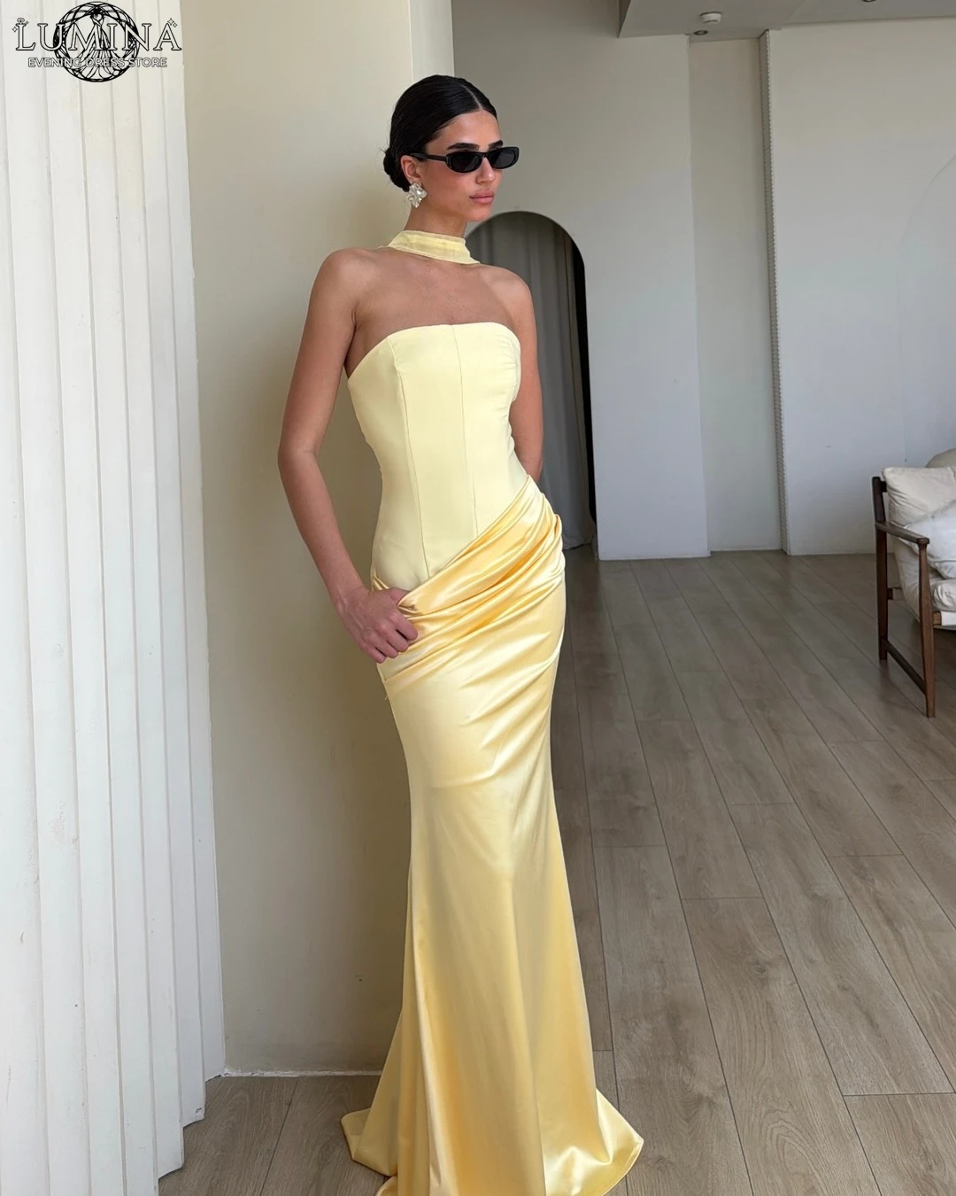 

Lumina Satin Evening Dresses Wedding Guest Dress Woman Fishtail Skirt Elegant Bridesmaid Party Dress Custom Made Slit Prom 2026