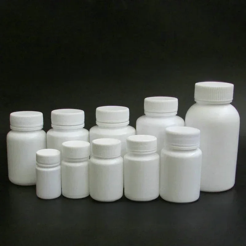 Bouteilles vides en plastique PE blanc, 10 pièces, 15ml/20ml/30ml/60ml/100ml, flacons de pilules de médicaments en poudre solide, conteneurs d'emballage de réactifs