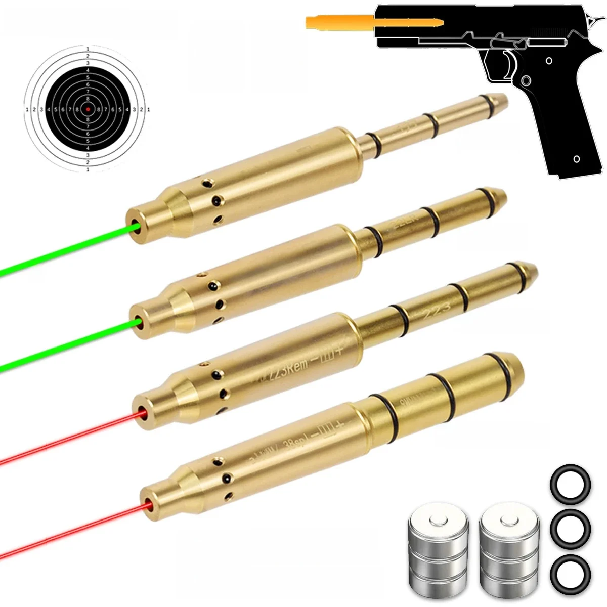 Visée Laser tactique. 77/.22LR/.223 Rem/9mm/7.62mm Cal pointeur Laser à point rouge collimateur cartouche alésoir pour pistolets