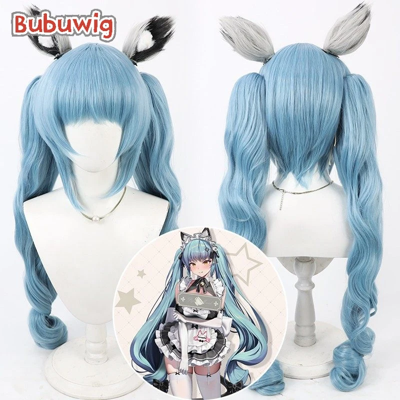 

Bubuwig Synthetic Hair Privaty Cosplay Wigs Nikke The Goddess of Victory Privaty 80cm Long Wavy Blue Ponytail Wig Heat Resistant
