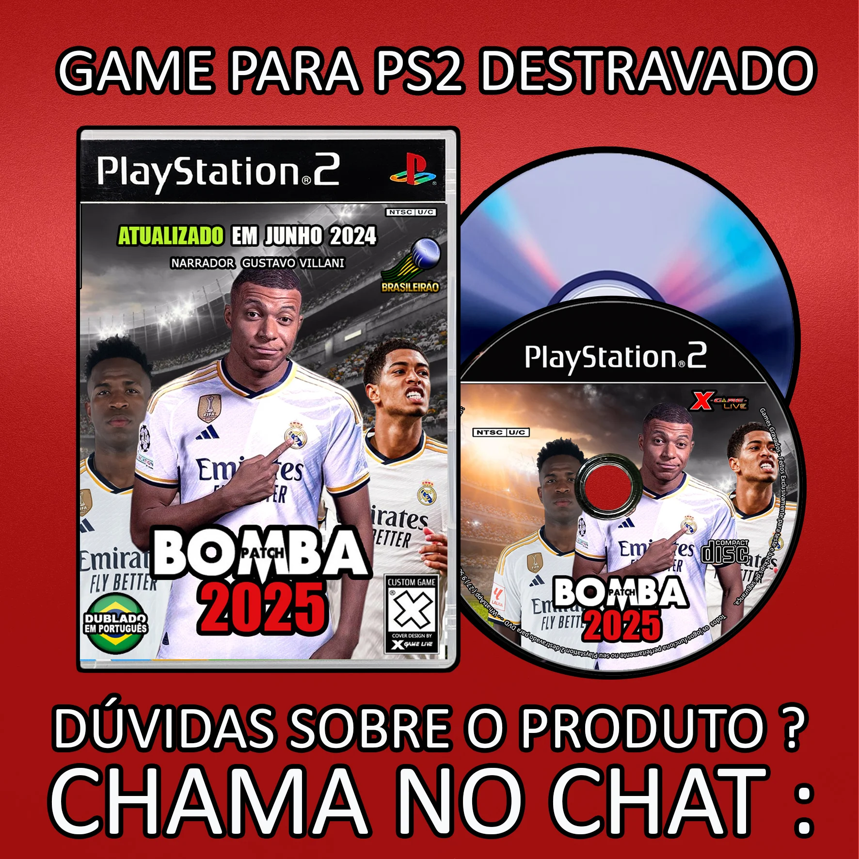 BOMB Patch 2025 + Brasileirão Serie A/B - Game Repro - Play 2 DVD Patch Copy Reproduction Playstation2 by XGAMELIVE