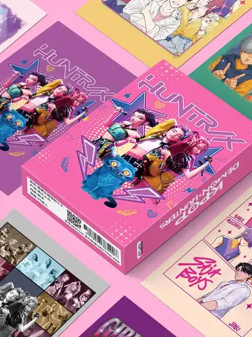 55pcs K-POP Demon Hunters Holographic Cards Set - HUNTR/X Boy Girl Group Laser Photocards, Anime Collectible Trading Game Cards,