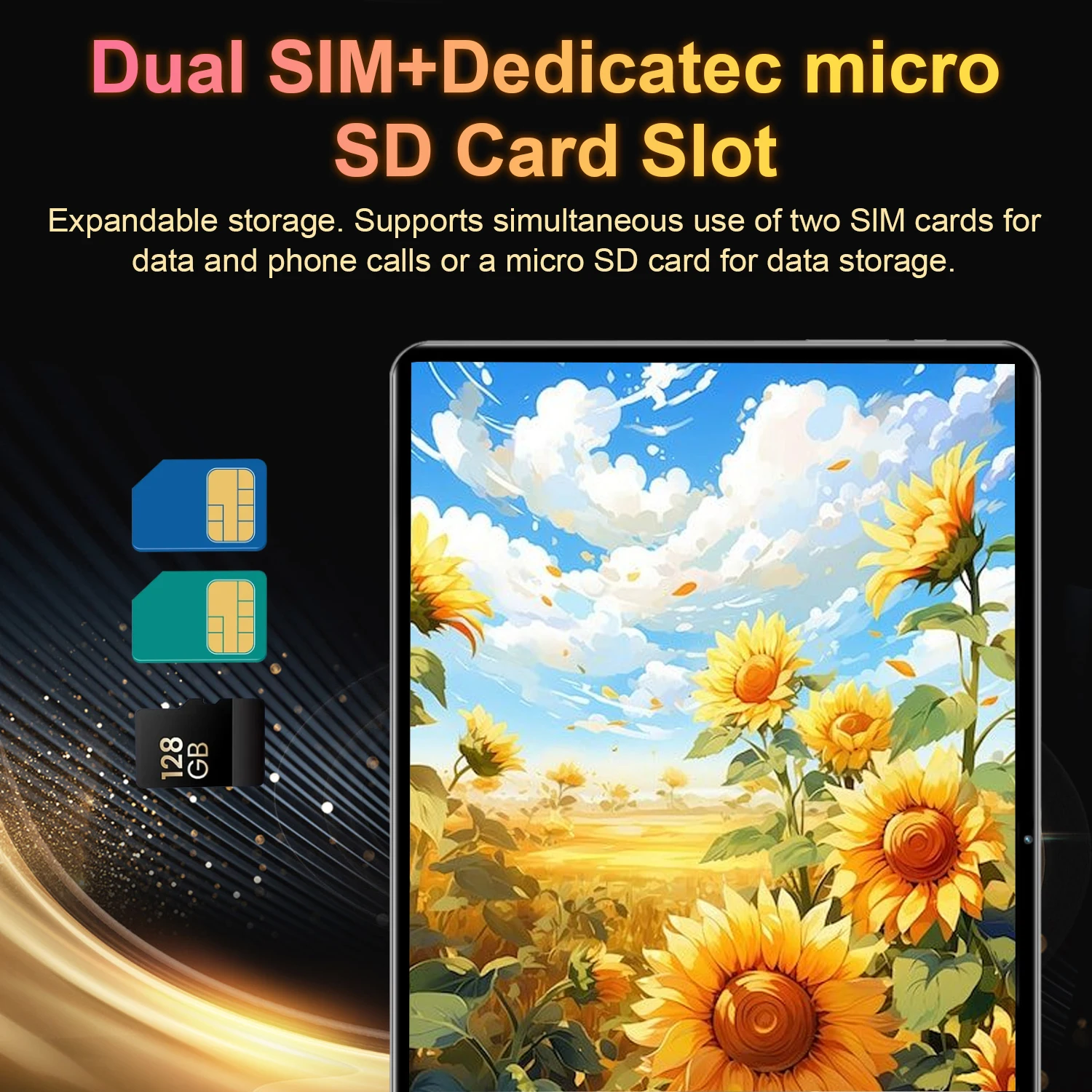 20000mAh Large Battery 10.36 Inch 5G Tablet 2025 New Android13.0 10 Core 16GB 1TB Dual SIM WiFi Bluetooth GPS WPS With Keyboard