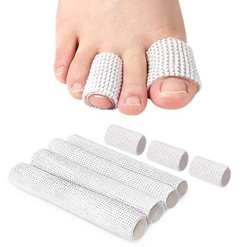 

5 Pieces Fabric-Covered Toe Tube 5.9 Inches Toe Sleeves Absorbs Pressure Friction Relieves Corns Toes That Rub GEL Softens