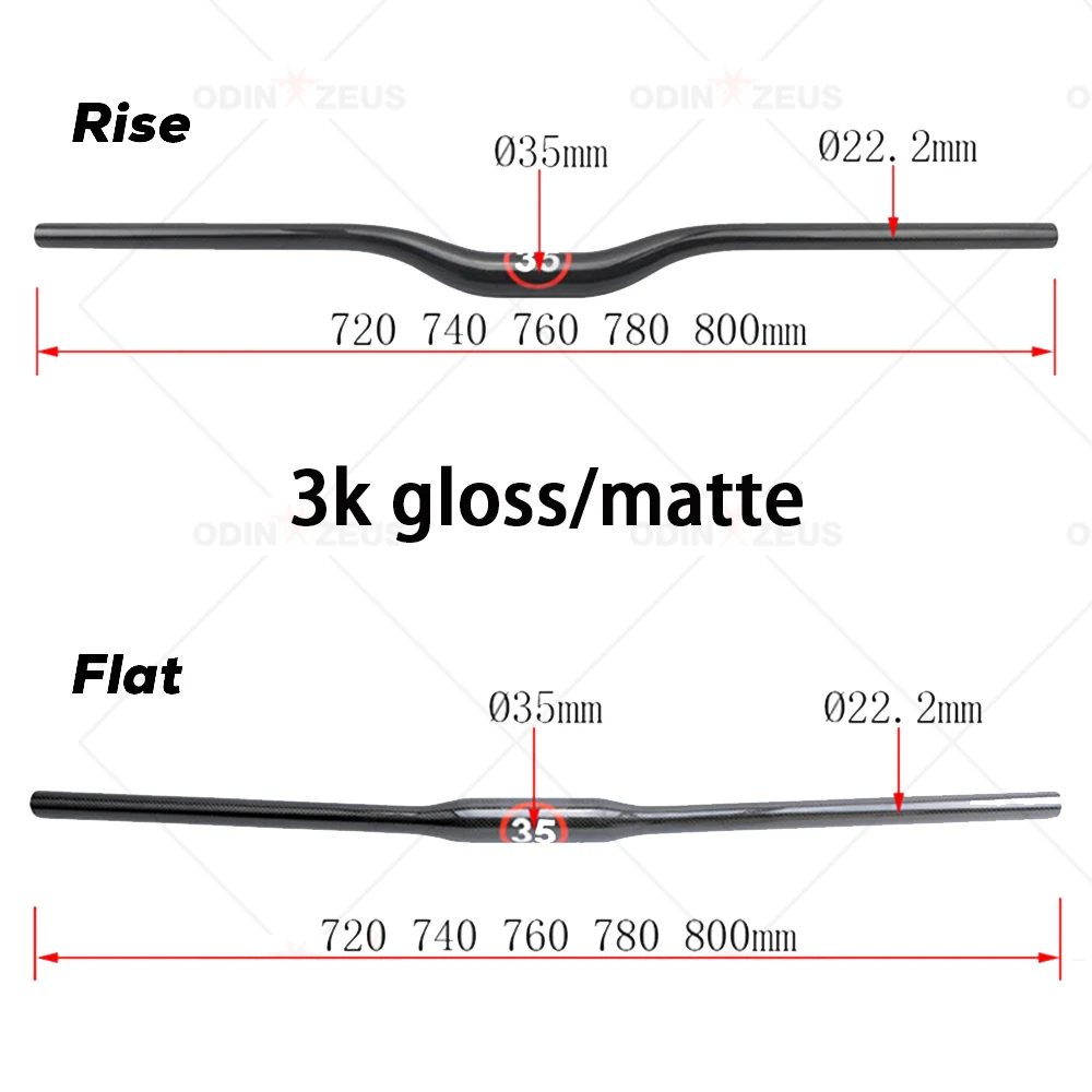 Handlebar Riser Clip for Mountain Bike, Super Strong, Flat, Rise 35mm, Matte, 720-800mm, 3K Gloss, Matte