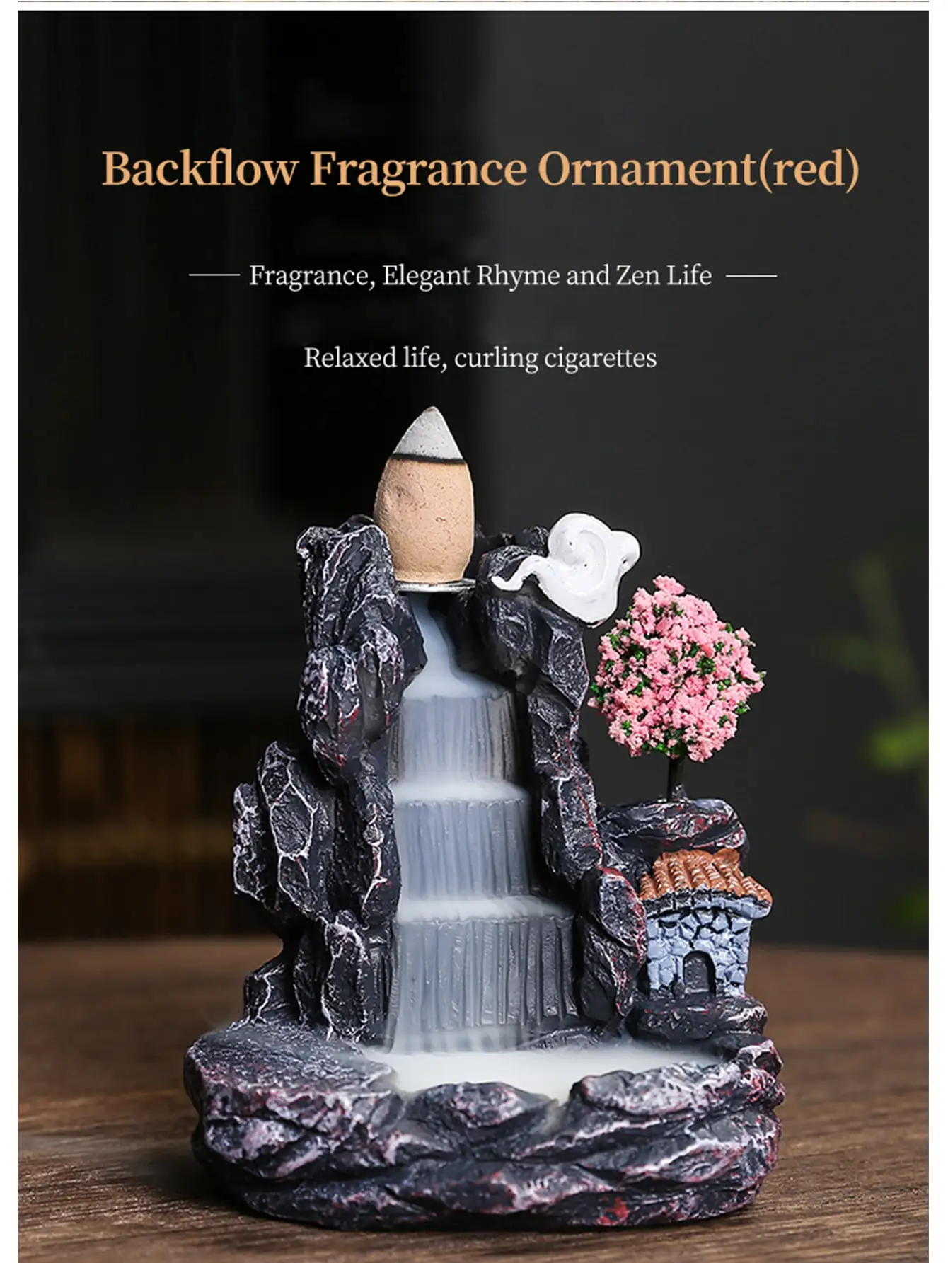 Creative High Mountain Flowing Water Resin Backflow Incense Stove Sandalwood Agave Aroma Stove Home Decoration