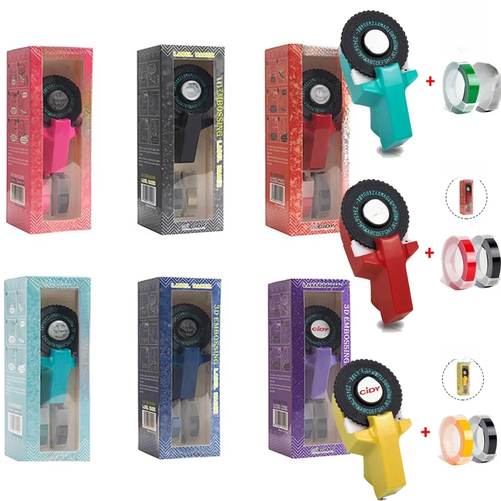 Mini imprimante Portable, machine à écrire à main, étiqueteuse pour motEX E101, Machine de lettrage avec 2 rouleaux de ruban manuel de gaufrage 3D