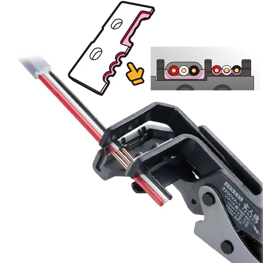 VESSEL 3200VA-1 VA Wire Stripper for VVF EM-EEF Compatible with Electricians Skill Tests Electrician Stripping Plier Cable Strip