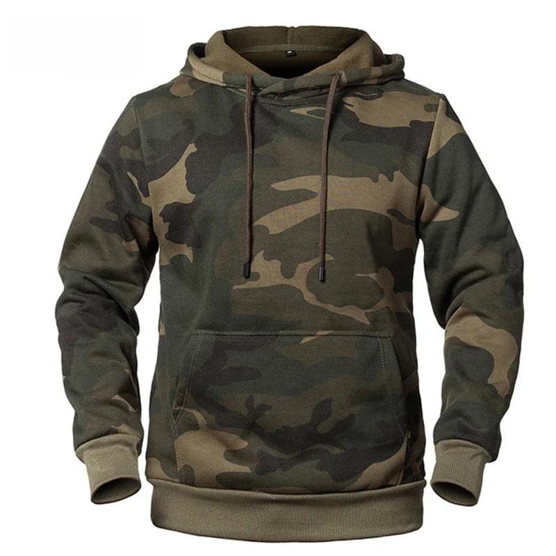 Męskie bluzy z kapturem w kamuflażu, modna bluza męska, kamuflażowa bluza z kapturem, jesienno-zimowa bluza męska, polarowe okrycia wierzchnie, rozmiary US/EUR — zdjęcie 2