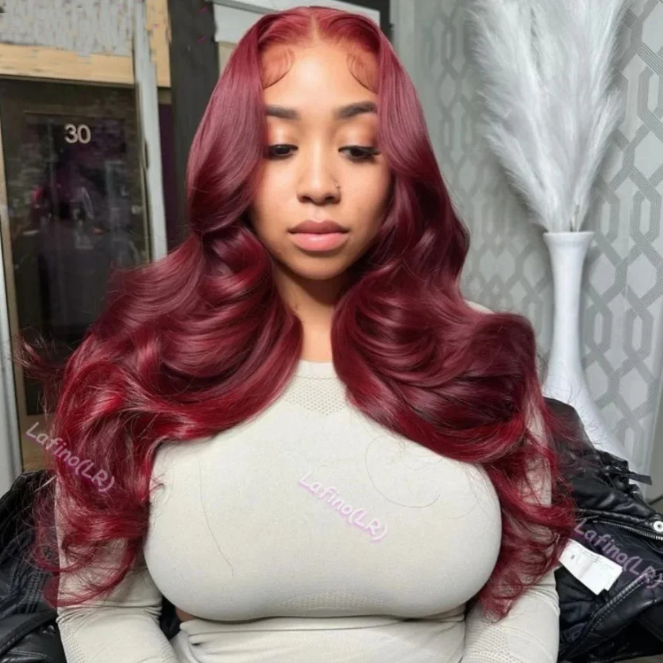 Body Wave Wig Burgundy 99j Lace Front Wig 13x5 Hd Lace Frontal Wig Human Hair Preplucked Red Colored Wig For Women 200 Density