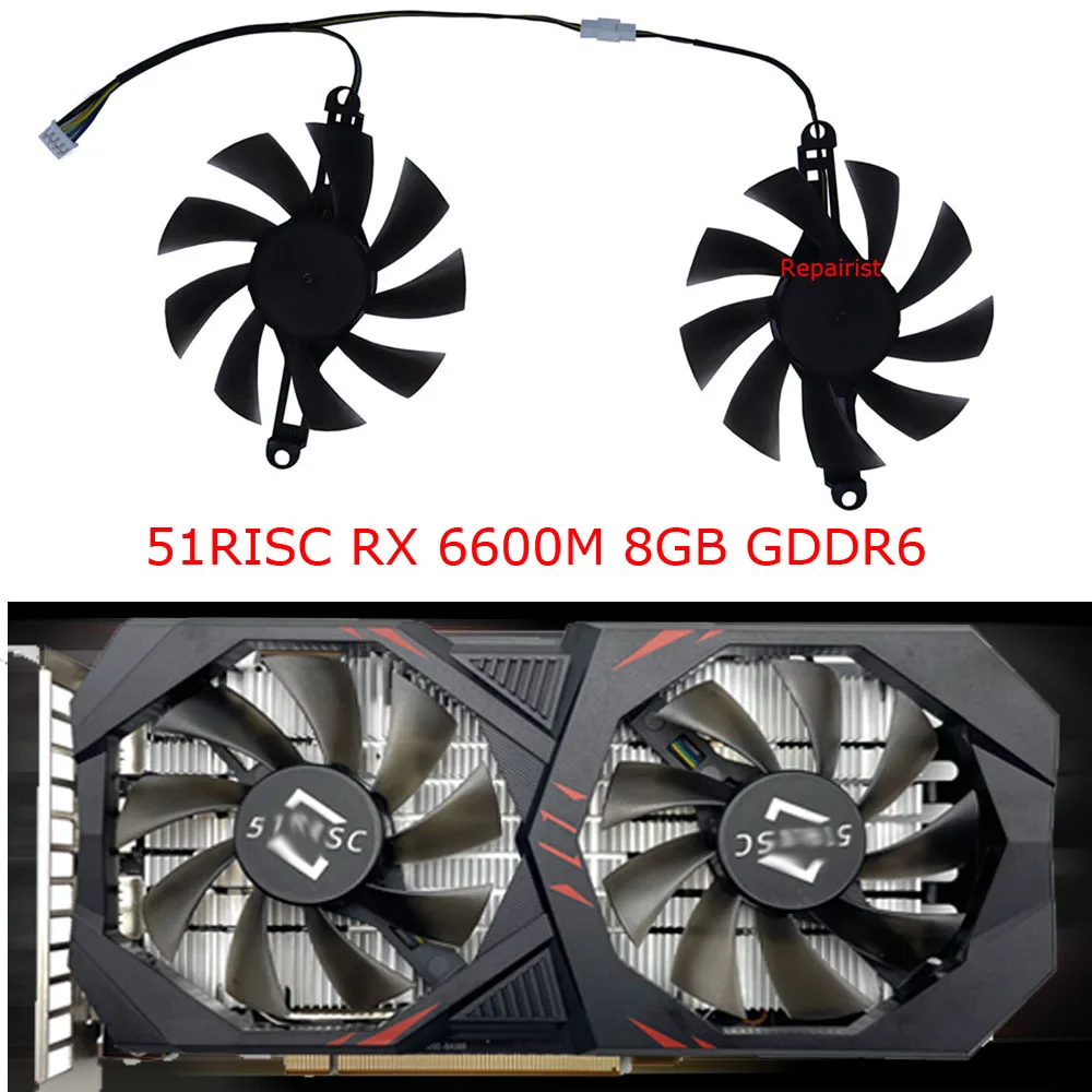 2Pcs/Set Ventilador de tarjeta gráfica,Enfriador VGA,85MM Diameter,98MM Mounting Pitch,para 51risc RX 6600M,para AMD Soyo RX6600M