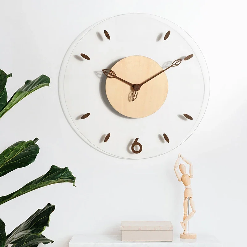 Bricolage nouveauté maison déco noir noyer bûche horloges en bois acrylique horloge murale pour salon décoration horloge murale en bois