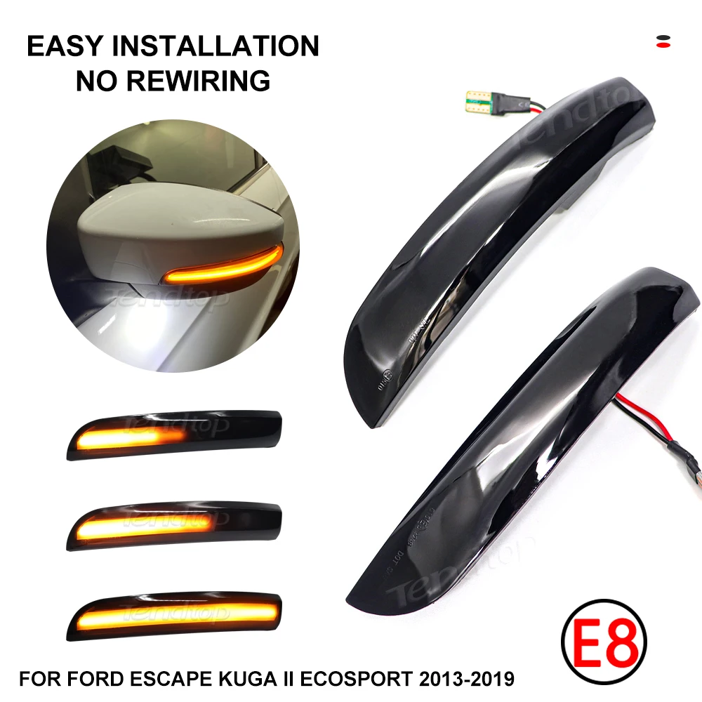 Scroll Dynamic Blinker LED Turn Signal Lamp Side Mirror Lamp For Ford Escape Kuga II EcoSport 2013 2014 2015 2016 2017 2018 2019