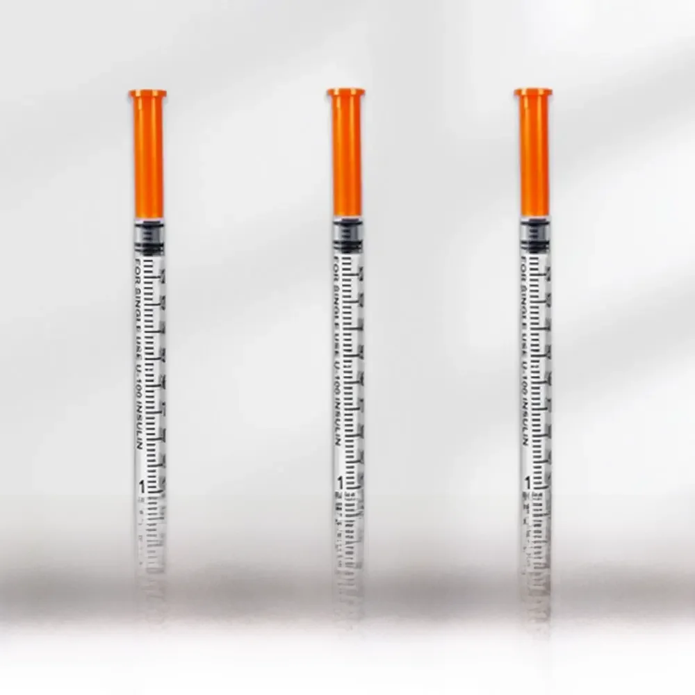 10 sztuk 1 ml jednorazowych plastikowych strzykawek weterynaryjnych z pomarańczową nasadką Sterylna strzykawka insuliny z igłami dla zwierząt domowych Zwierzęta hodowlane Kot Pies Świnia — zdjęcie 2