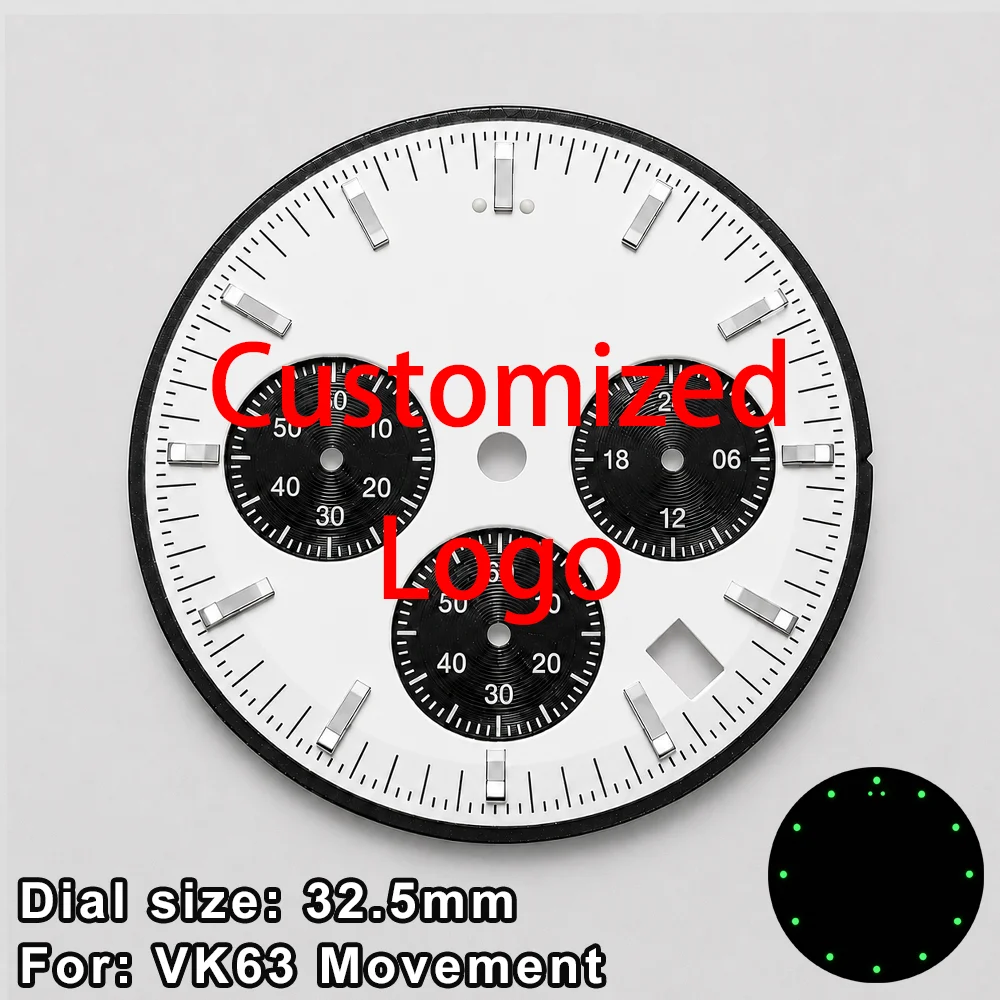 Customized Logo VK63 Dial 32.5MM VK63 Dials For 32.5MM VK63 Watch Dials Custom Logo VK63 Dial DIY VK63 Watch Dial Accessories