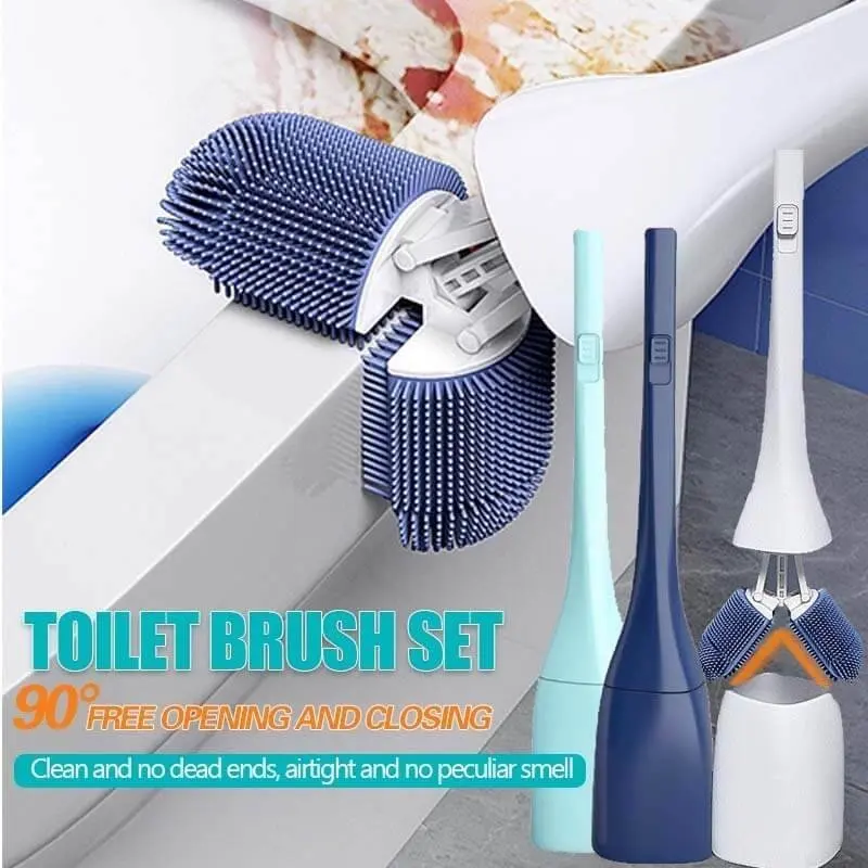 

Deep Cleaning Toilet Brush Double Head No Dead Angle Silicone Tools Hanging Wall-Mounted Brushs