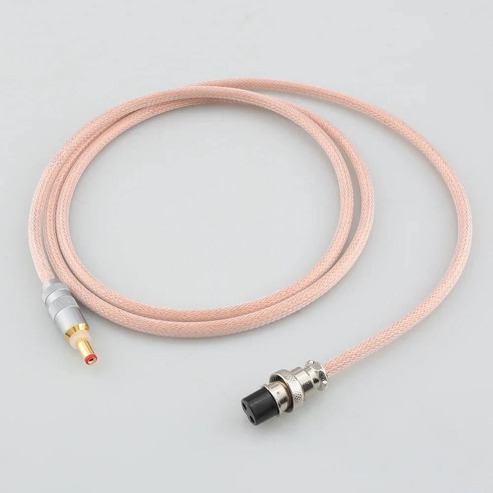Kabel DC GX16-2P z miedzi OCC, 5.5mm 2.1mm/2.5mm, przewód zasilający HIFI dla audiofilów — zdjęcie 2