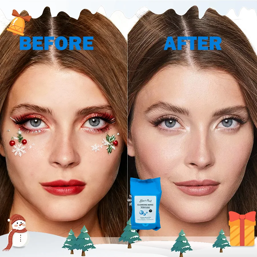 Ensemble de lingettes nettoyantes sans parfum 2 pièces, sauveur de beauté de Noël! Retirez le maquillage tenace. Nettoyez le visage, les yeux et plus