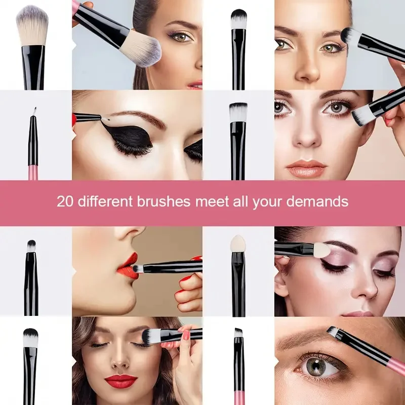 Set de brochas de maquillaje premium sintéticas para base, correctores, polvo, rubor, difuminado, rostro y sombras 5