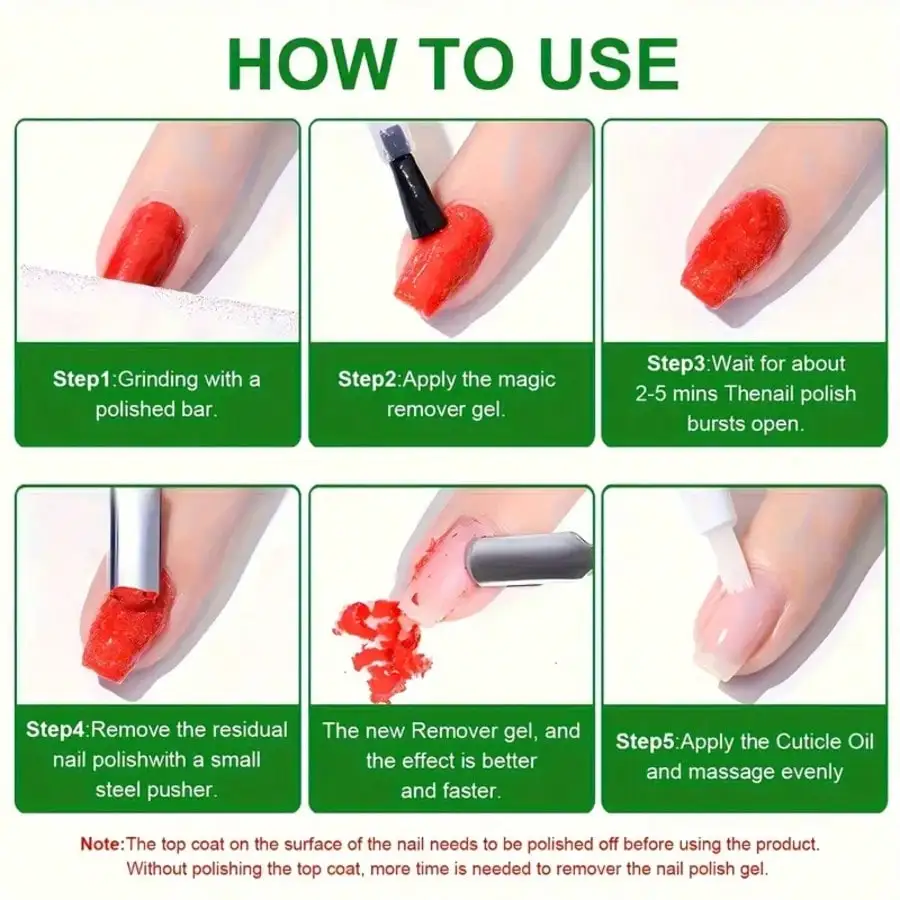 7.5ml 매직 패스트 네일 젤 폴리쉬 리무버 클린 UV 소크 오프 세미 퍼머넌트 바니쉬 네일 아트 리무벌 도구 매니큐어