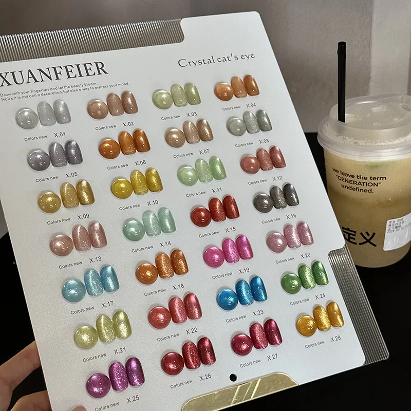 XUANFEIER 28 colors High quality Cat eye Nail gel set Nail salon Nail art kit 2024 New Fashion Hot sale Non-Eoxic Uv gel Custom