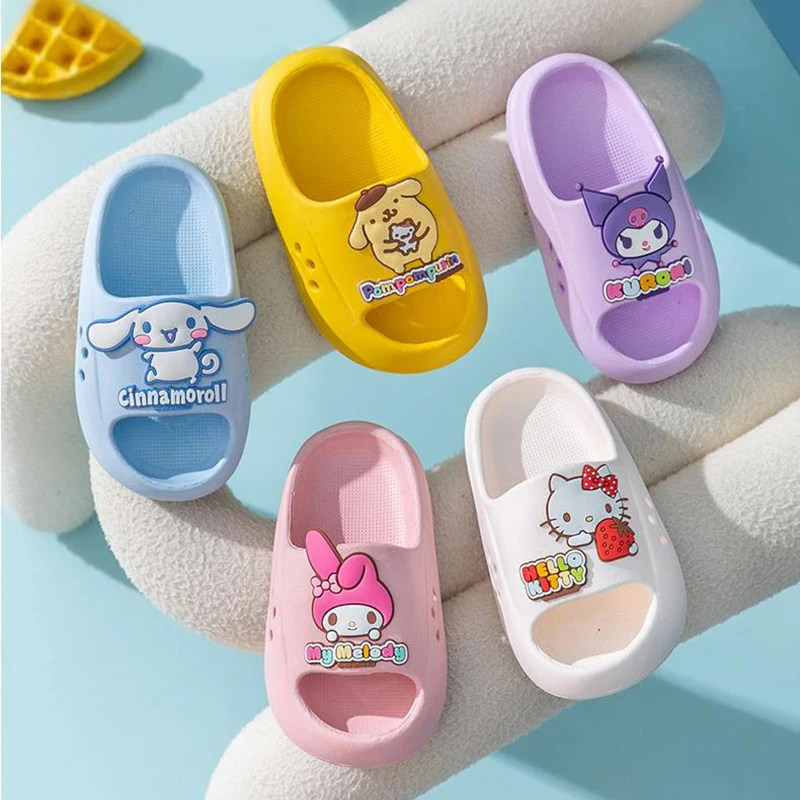 Kawaii Sanrio Kuromi Melody Hello Kitty Children's Slippers Outdoor Anti-slip Wear-resistant Sandals Boys and Girls Indoor Slide