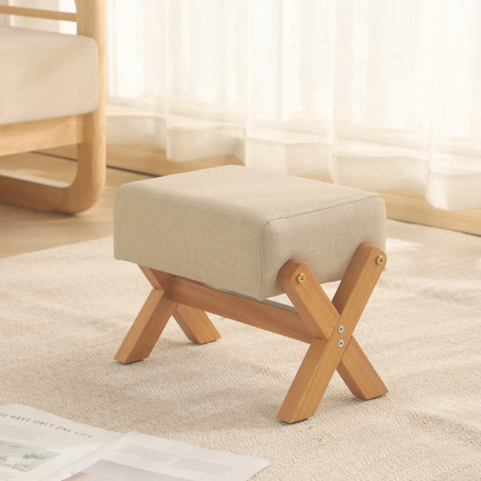 Solid Wood Stool Shoe Changing Stool Household Doorway Stool Low Stool For Living Room Coffee Table Sofa Stool Square Stool