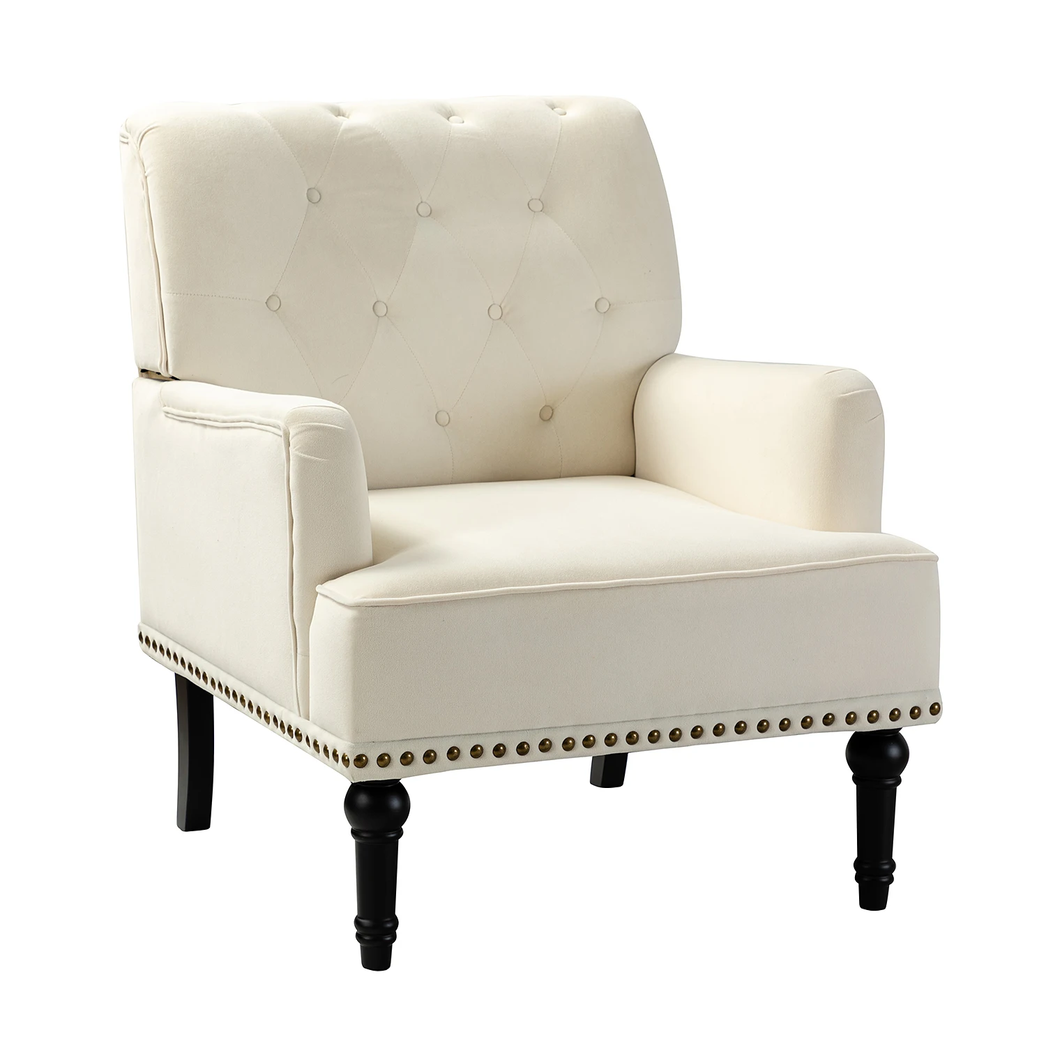 Modern Accent Chair Armchair for Living Room or Bedroom with Wooden Legs, Nailhead Trim,High Back Rest, Padded Armrest