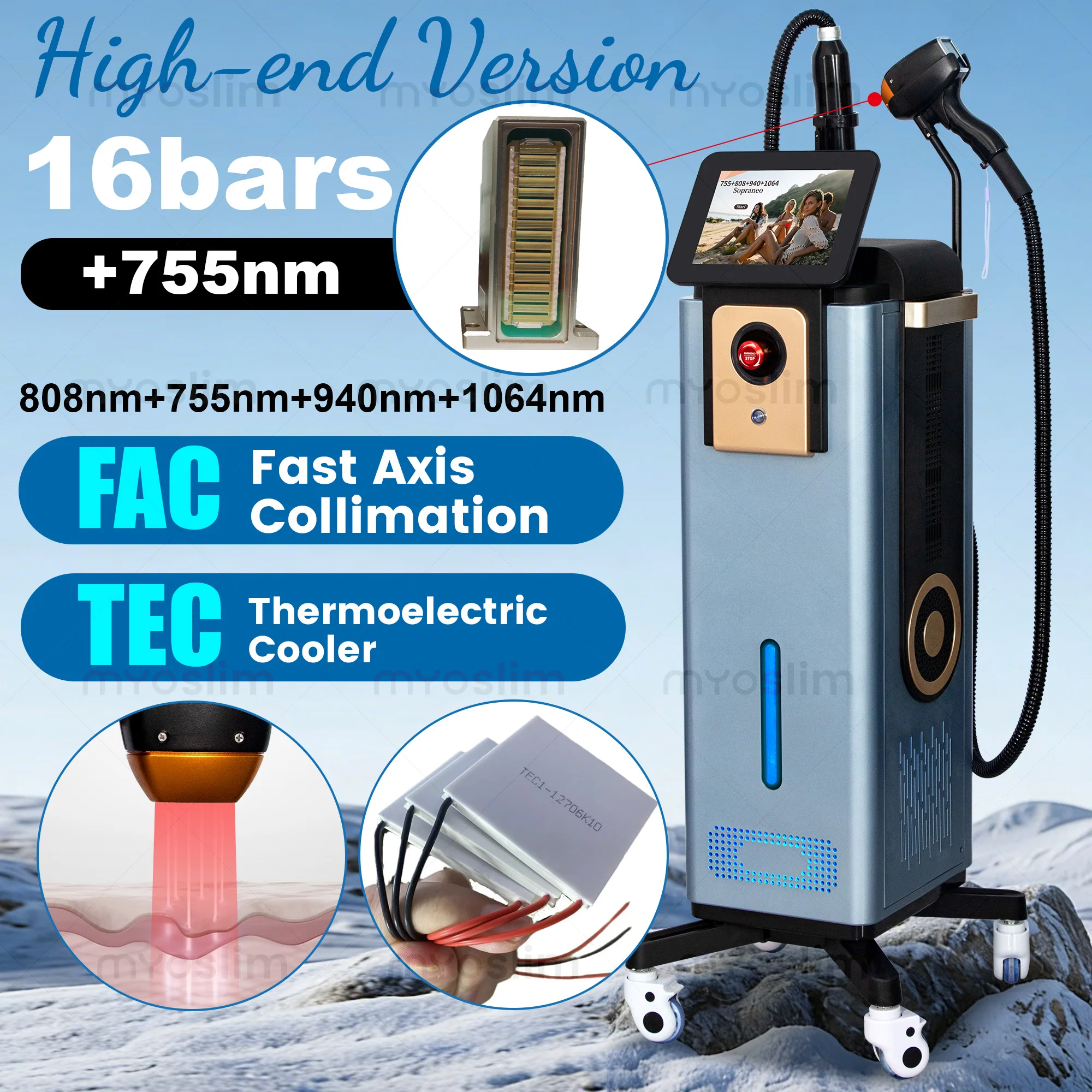 Industrial Laser Hair Removal Machine - Macchina Professionale per Epilazione a Diodi