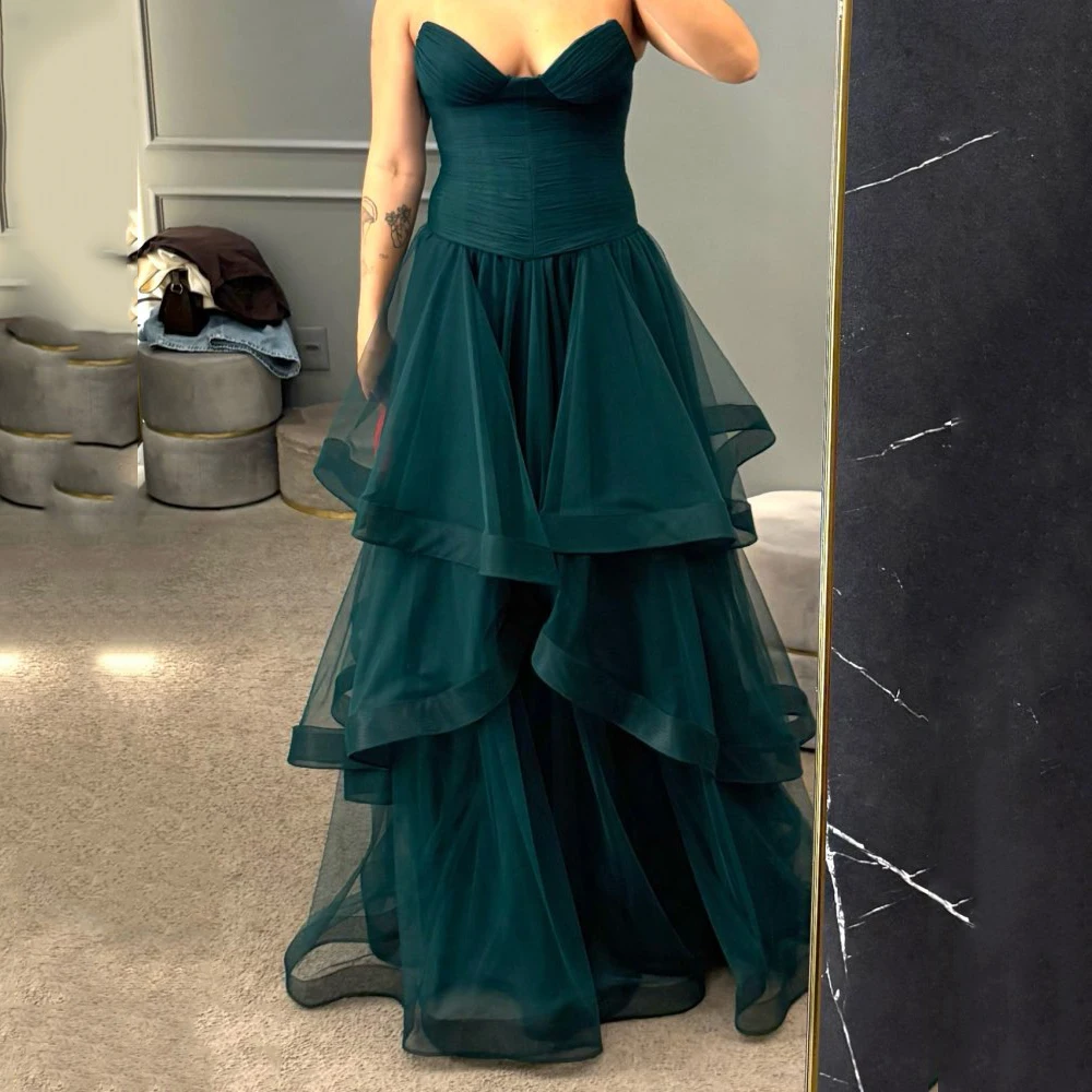 Msikoods Customized Luxury Prom Dress 2026 Strapless Tiered Ruffle Evening Dresses Layered Tulle Formal Gown Long Party Dress