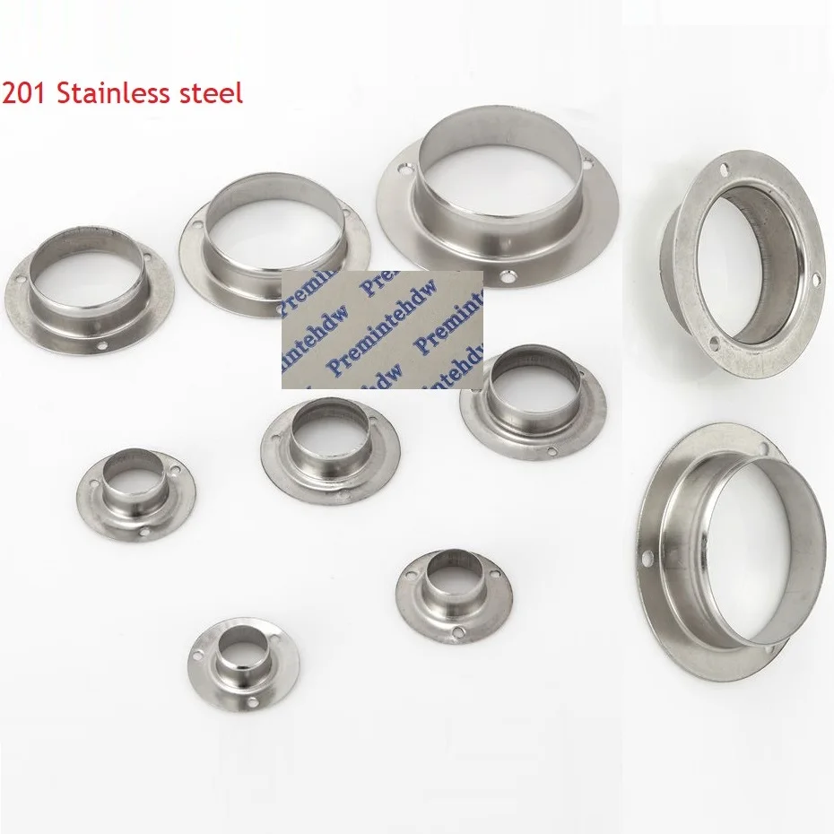 10Pcs/Lot 201 Stainless Steel Flange Holder Bracket Closet Rod Wall Floor 19mm 22mm 25mm 32mm 38mm 51mm 63mm 76mm Tube Pipe