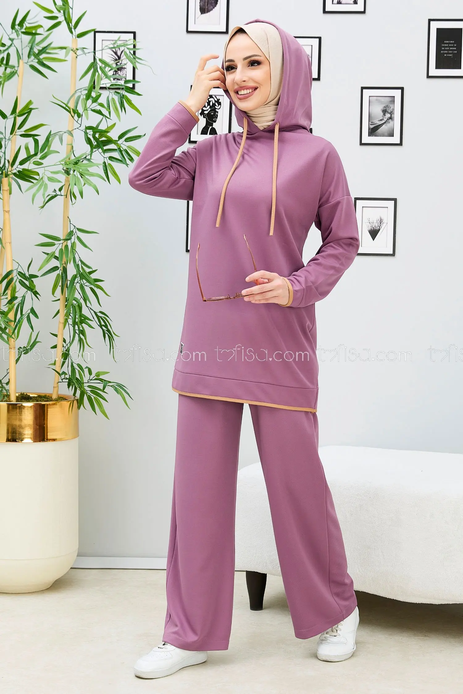 Vestido Longo Muçulmano Turco para Mulher, Abaya, Conjuntos de Turquia, Hijab, Túnica Islâmica, Dubai Jilbab, 2 Peças, 11307, Tofisa