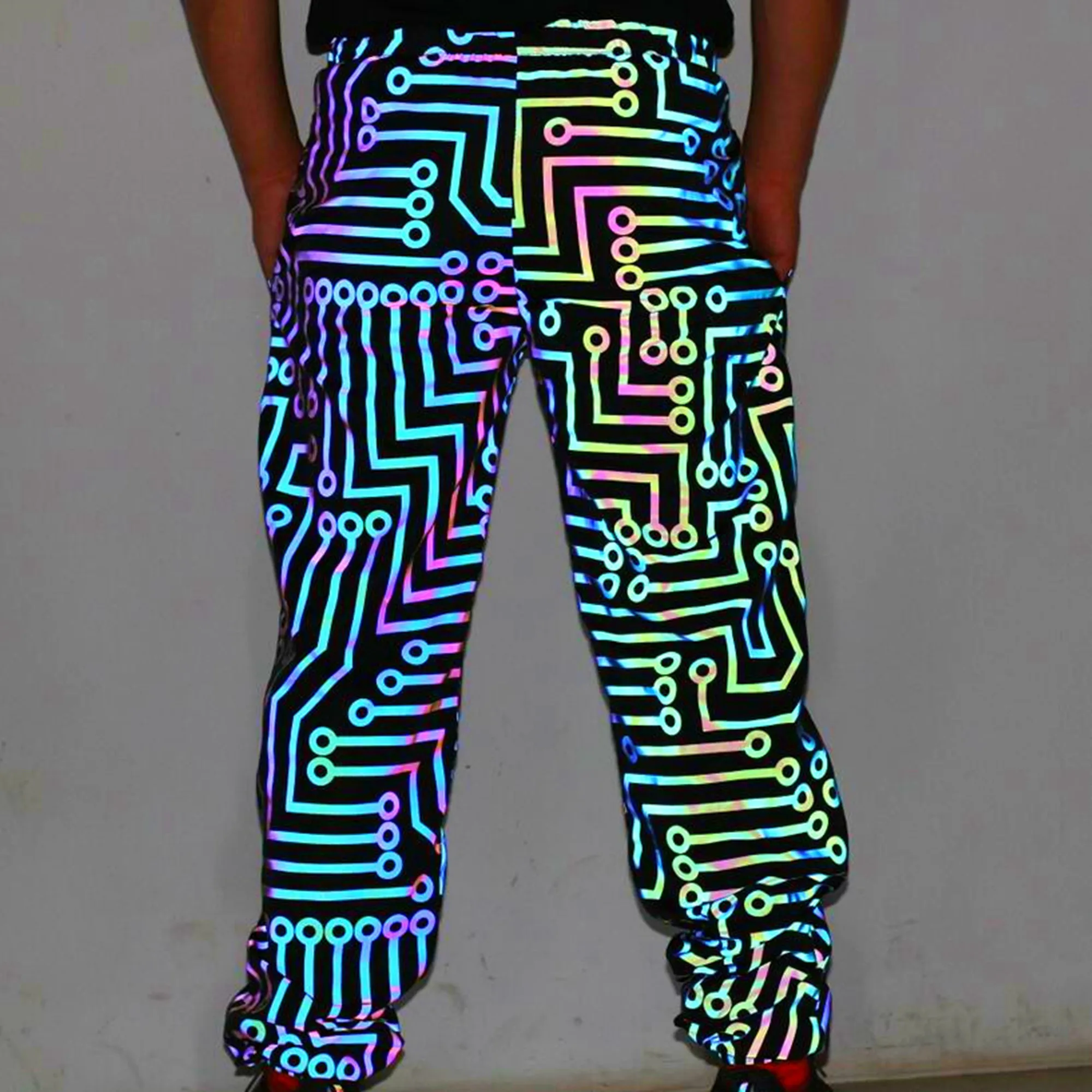 Holographic Men Reflective Geometric \