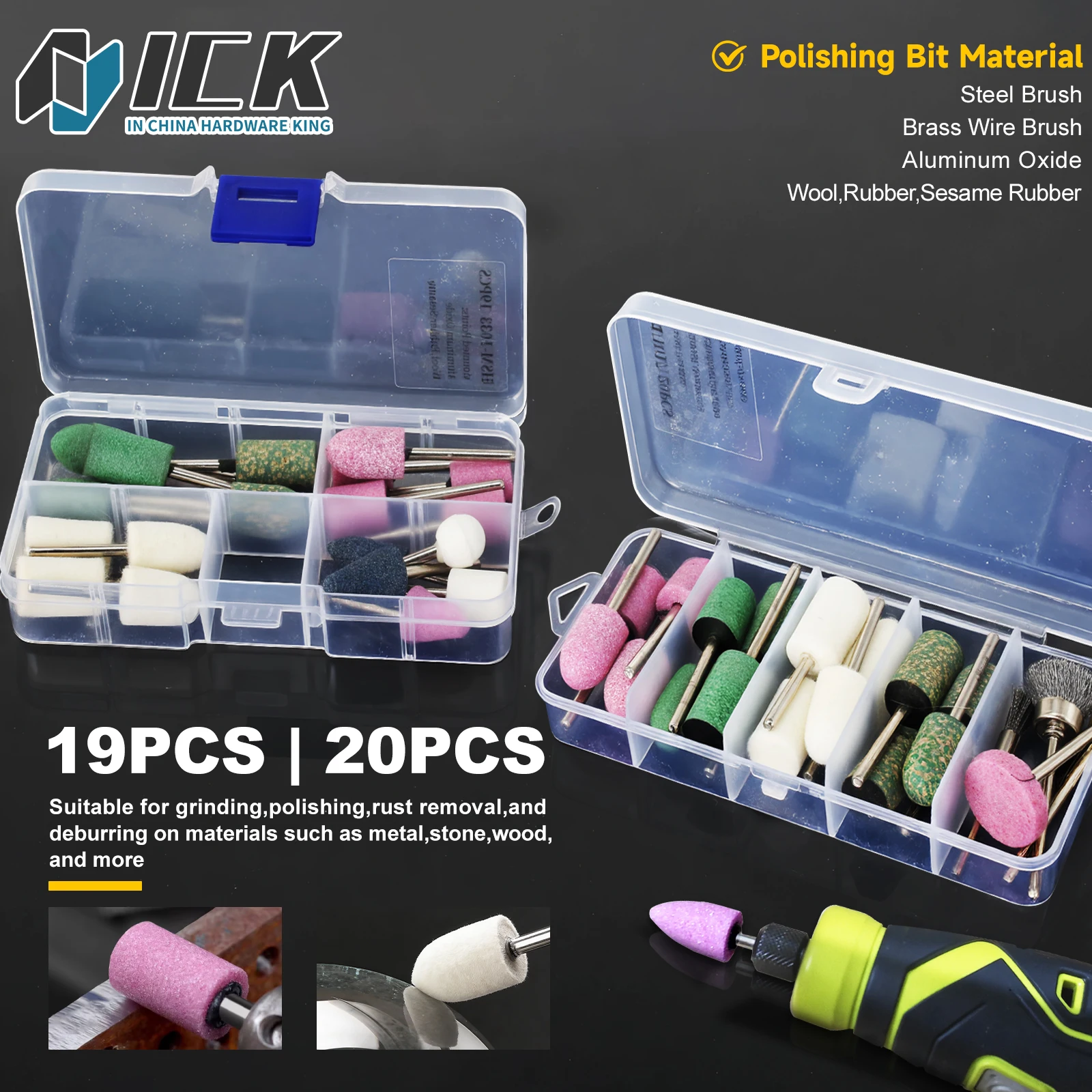 

Многофункциональный набор для полировки и шлифовки с различными абразивными насадками для очистки и финишной обработки металлических, деревянных и каменных поверхностей