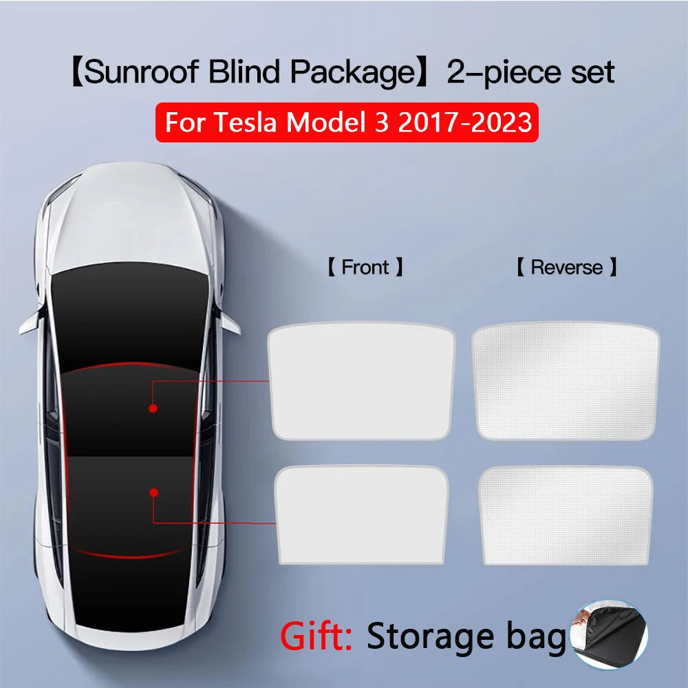 2 Stuks Voor Tesla Model 3/Y/3 Hoogland/Y Juniper Ijs Doek Gesp Shades Voor Glazen dak Voor & Achter Zonnedak Dakraam Zonnescherm