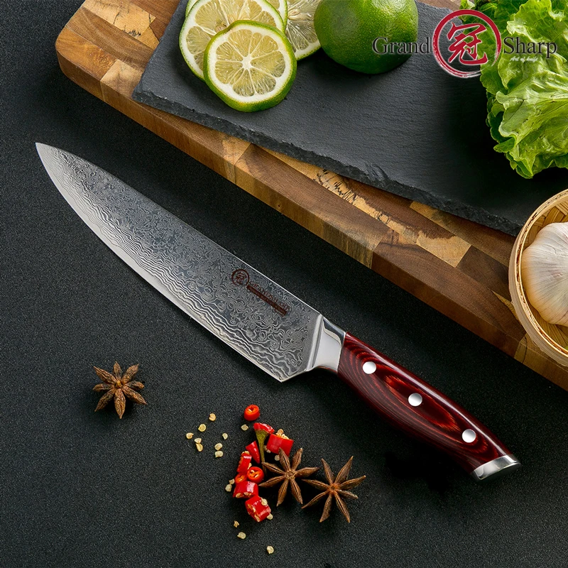 Damascus Kitchen Knife Japanese Damascus Chef Santoku Kitchen Knives Best Gift Cooking Tools Grandsharp Brand High Quality