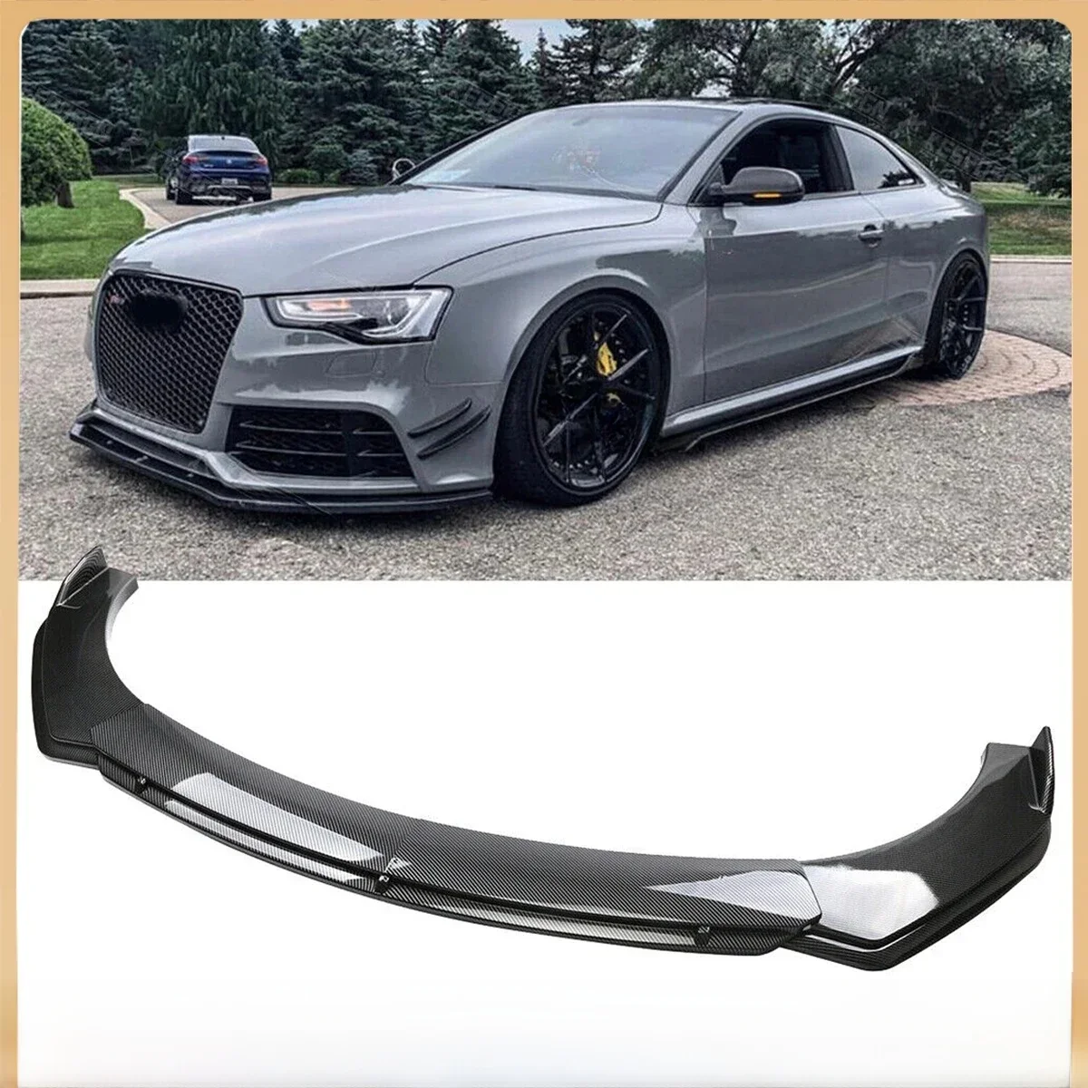 Dla Audi A5 S5 A4 A6 A7 Samochodowy dolny przedni zderzak Warga Splitter Spoiler Zestawy karoserii z włókna węglowego Akcesoria Części samochodowe Tuning — zdjęcie 2