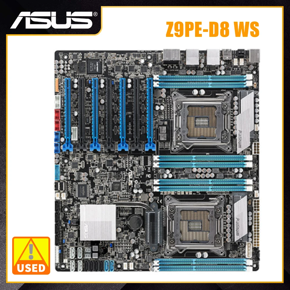 ASUS Z9PE-D8 WS Motherboard 2011 Support Kit Xeon E5 2650 v2 2640 v2 Cpus DDR3 64GB 2133MHz Four Channels Intel C602 7×PCI-E X16