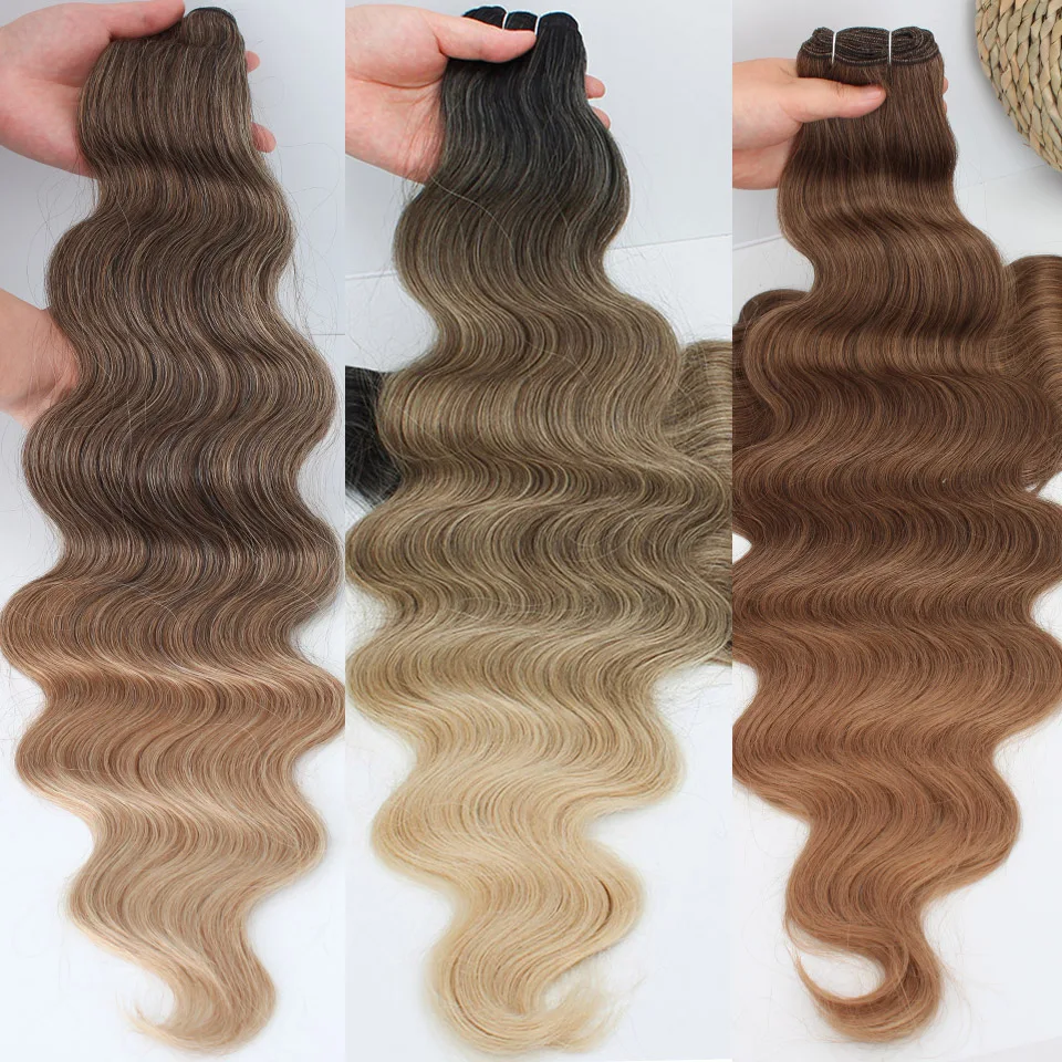 

Синтетические волосы для наращивания Ombre Brown Body Wave, термостойкие, из био-синтетического волокна, для женщин, 30 дюймов, для косплея, для создания хвоста